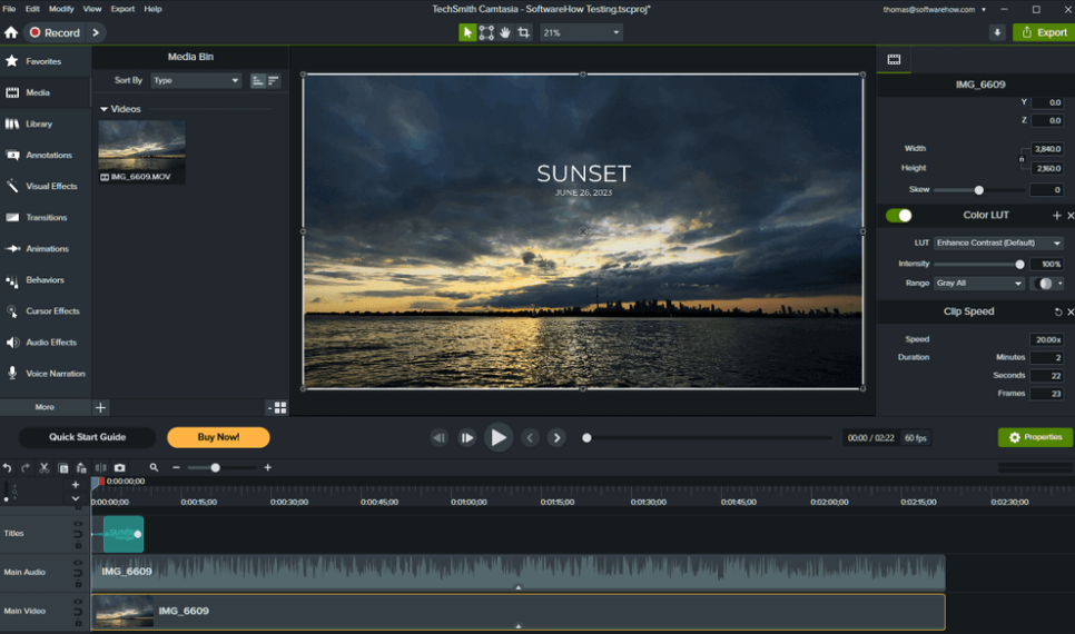 Screenshot des Camtasia-Produkts