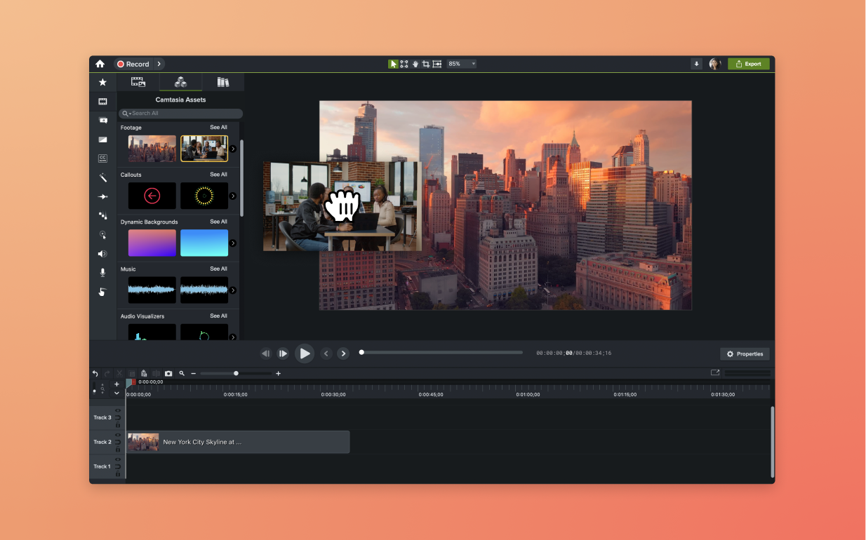 Плакат с видеоредактором Camtasia